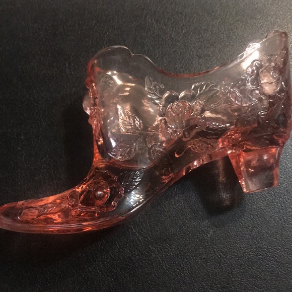 Fenton Cranberry Rose Glass Slipper Shoe - Picture 5 of 6
